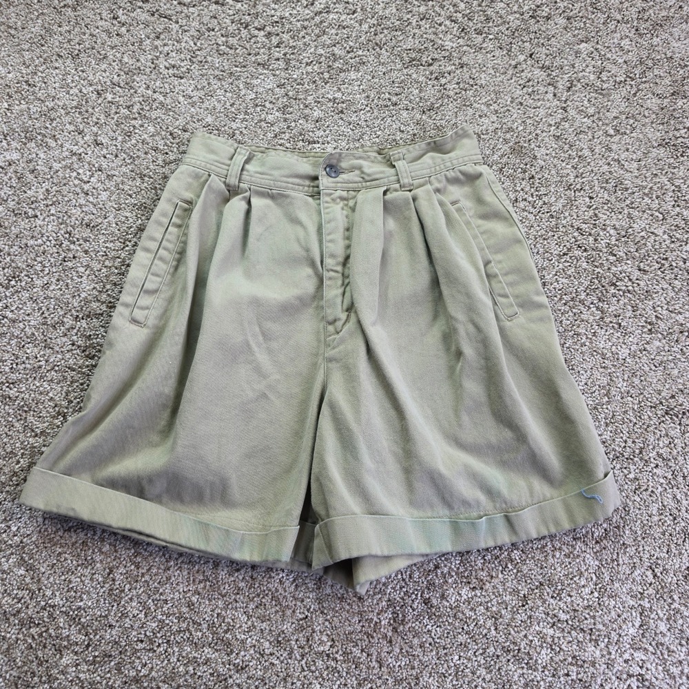 VINTAGE Esprit Sport Pleated Shorts Womens 7 Khaki Cotton High Waist 90s Retro